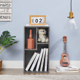 VECELO 3-Cube Open Bookcase, Small Bookshelf with Height Difference Shelves for Most Books, Horizontal Available, 2-Tier Storage Organizer for Home Office, Living Room, Grey VECELO