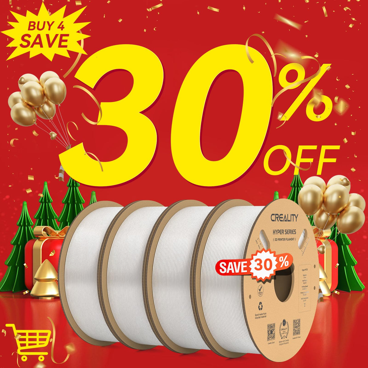 Creality Hyper PETG Filament for K1/K1 Max/K1C, High Speed 30-600mm/s 3D Printer Filament PETG, No Stringing Good Layer Adhesion Fit Various 3D Printers 4KG Creality