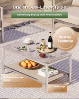 Oasbira Aluminum Outdoor Patio Furniture Set, HDPE Rope 5 Piece Modern Sectional Conversation Sets with Dual-Layer Coffee Table, All Weather Patio Couch Set with Thick Cushions, Silver Frame, Beige Oasbira