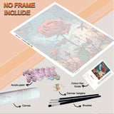 Huacan Paint by Numbers Kit for Adults Beginner Without Frame, DIY Rose Flower Paint by Numbers Kits for Adults Drawing On Canvas Acrylic Painting Kit with 3 Brushes 16x20 Inch Huacan