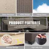 Patio Furniture Set - 3 Piece Outdoor Sectional Sofa Set with Wicker Couch, Ottoman, Coffee Table & Storage - All-Weather, Anti-Slip Cushions & Waterproof Covers, Khaki Rattan Star