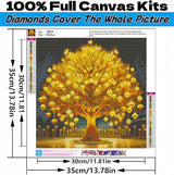 5D Diamond Art Kits for Adults Beginners,Golden Tree DIY Full Round Drill Diamond Painting Kits, Paint by Diamonds Dots Gem Art Easy,Home Wall Decor 14X14 Inch Acelii