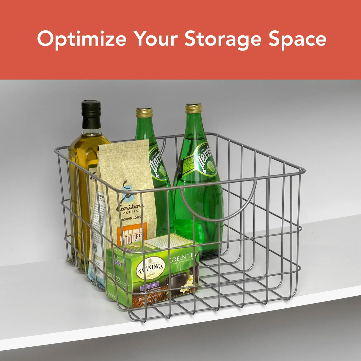 Spectrum Utility Wire Baskets for Organizing - Sturdy Steel Metal Basket Storage Organizer Bin with Handle - Open Wire Storage Baskets for Kitchen Pantry, Cabinets, Closet & Garage Shelves Spectrum Diversified