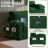 Yaheetech 79" Velvet Modern Sofa Couch with Storage Pockets and USB Ports, 2 Seater Comfy Loveseat Sleeper with Removable Armrest Pillow & Cover for Living Room, Apartment, Bedroom, Green Yaheetech