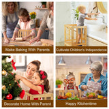 COSYLAND Kids Kitchen Step Stool，Toddler Standing Tower with CPC Certification, Removable Anti-Drop Railing Safety Rail Enjoys Unique Patented Design A Anti-tip Structure More Stable, Natural Bamboo COSYLAND