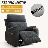 HAOMARKETS Electric Recliner Chair, Soft Fabric Power Recliners with Metal Cup Holders, Single Overstuffed Heavy Duty Reclining Sofa Chairs for Living Room Bedroom, Dark Grey HAOMARKETS