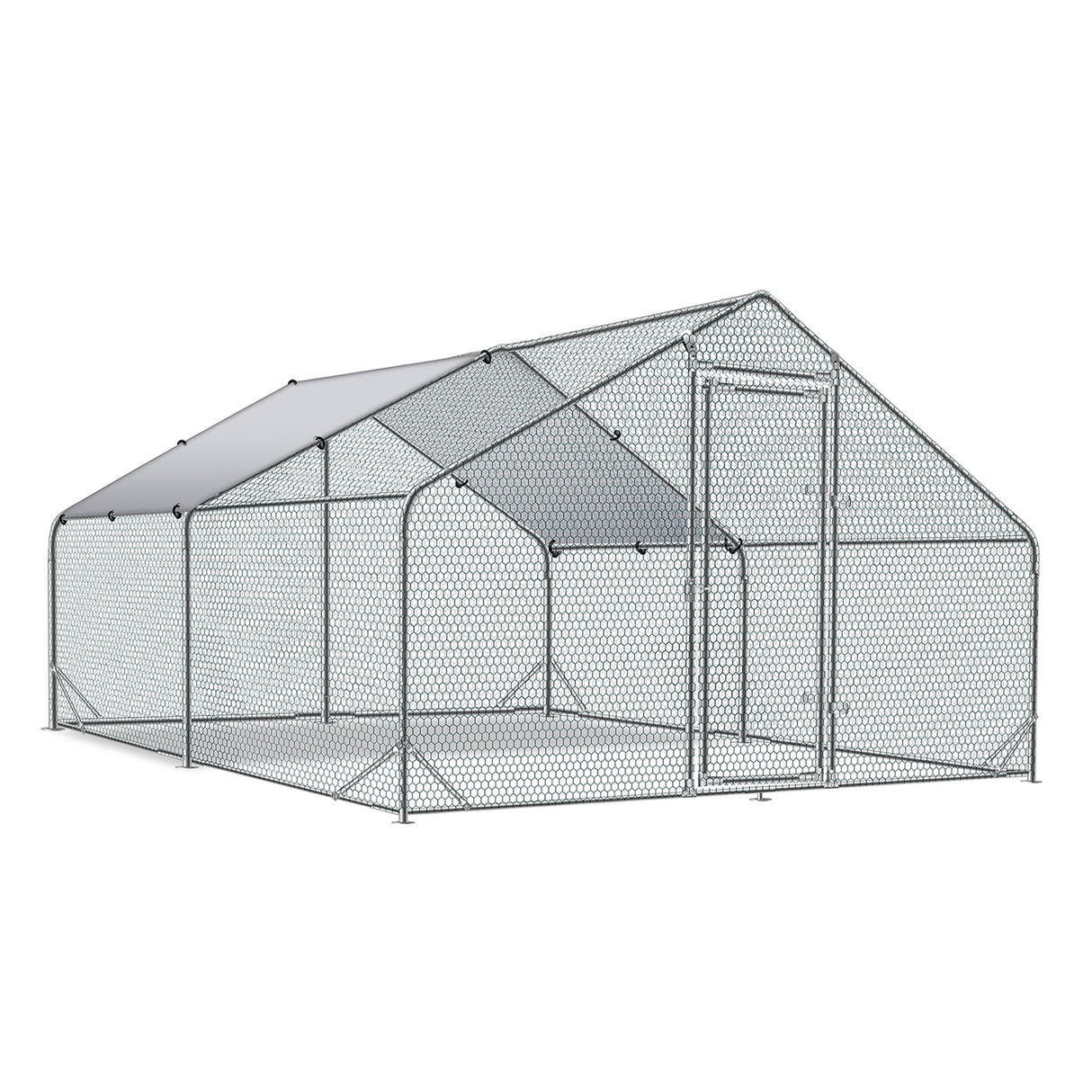 TOLEAD Large Metal Chicken Coop Upgrade Tri-Supporting Wire Mesh Chicken Run,Chicken Pen with Water-Resident and Anti-UV Cover,Duck Rabbit House Outdoor(10' W x 13' L x 6.5' H) TOLEAD