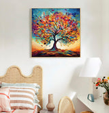 Framed Paint by Numbers Kit for Adults Beginners & Kids Ages 8-12, Tree of Life Acrylic Easy Paint by Number with Frame, Watercolor Paint by Number Kits on Canvas Framed (10 * 10 Inch, Without Easel) Offito