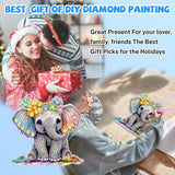 Bowetile Elephant Diamond Art Hanging Kits for Adults Kids, 5D Special Shape Diamond Painting Pendant Kits, Animal Gem Art Suncatchers Painting Ornament for Home Garden Wall Decor Bowetile