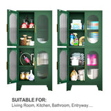 pozdeg Metal Storage Cabinet,Pantry Kitchen Storage Cabinets with 4 Doors,2 Adjustable Shelf，Floor Storage Cabinet for Kitchen, Laundry Room, Home Office, Kids Room（Green） pozdeg
