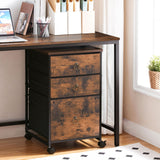 HOOBRO 3-Drawer Mobile File Cabinet, Vertical Filing Cabinet, Office Cabinet, Filing Cabinet for Home Office, Rolling Printer Stand, A4/Letter-Sized, Nonwovens Drawer, Rustic Brown BF30WJ01 HOOBRO