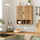 FORABAMB Bathroom Wall Storage Cabinet, Bamboo Medicine Cabinet with Doors and Adjustable Shelves, Bathroom Medicine Cabinet Wall Mount, Wall Mounted Over-The-Toilet Storage Cabinet FORABAMB