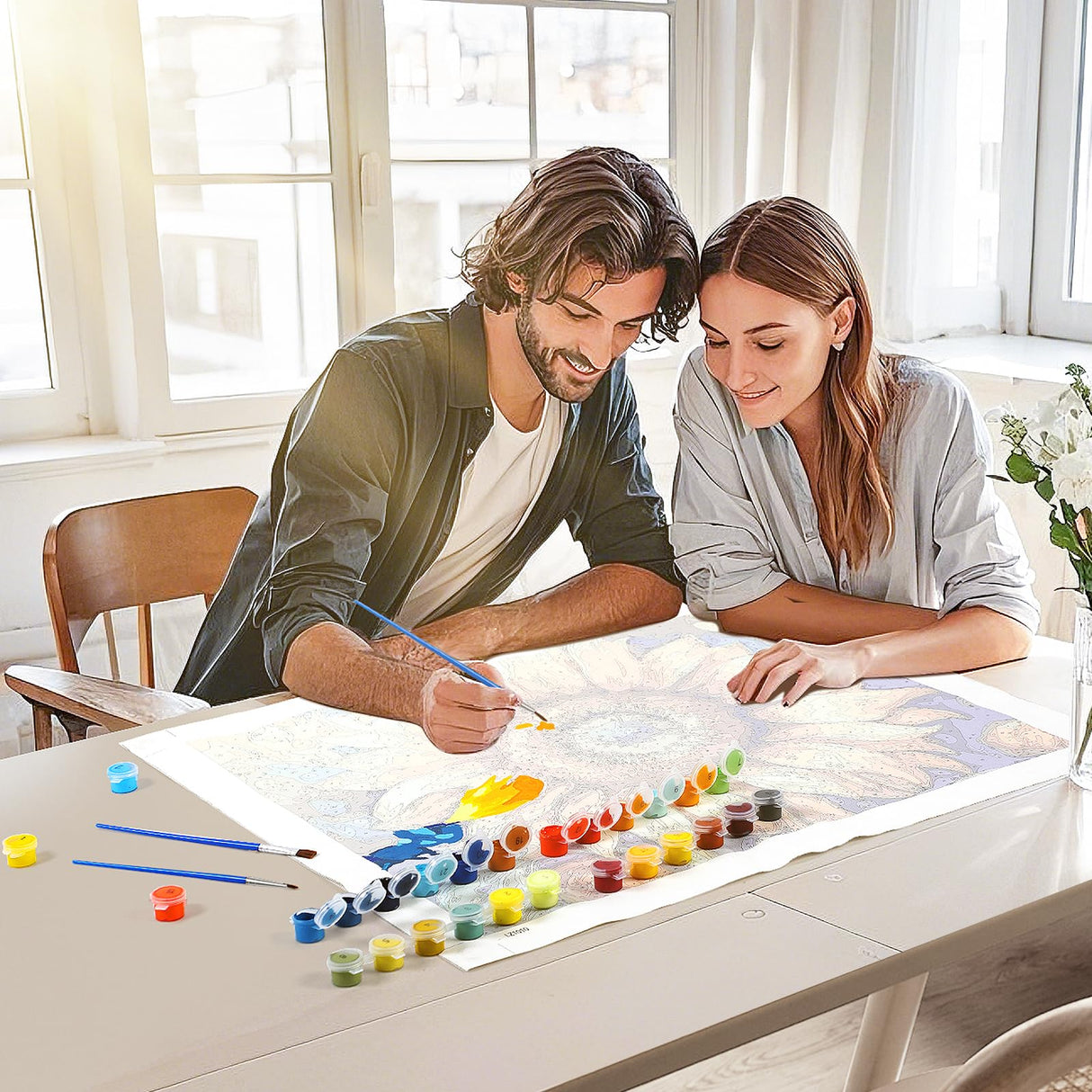 VNUIEHG Paint by Number for Adults Canvas Kit, Stained Glass Window Animal Elephant, Paint by Numbers Kits on Canvas, Art Craft Painting Kits Gifts for Home Decor, 40x50cm VNUIEHG