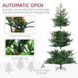 HOMCOM 7.5ft Artificial Christmas Tree Holiday Décor with 1288 Branches, Auto Open, Steel Base, Wide Shape, Easy-to-Shape Branches HOMCOM