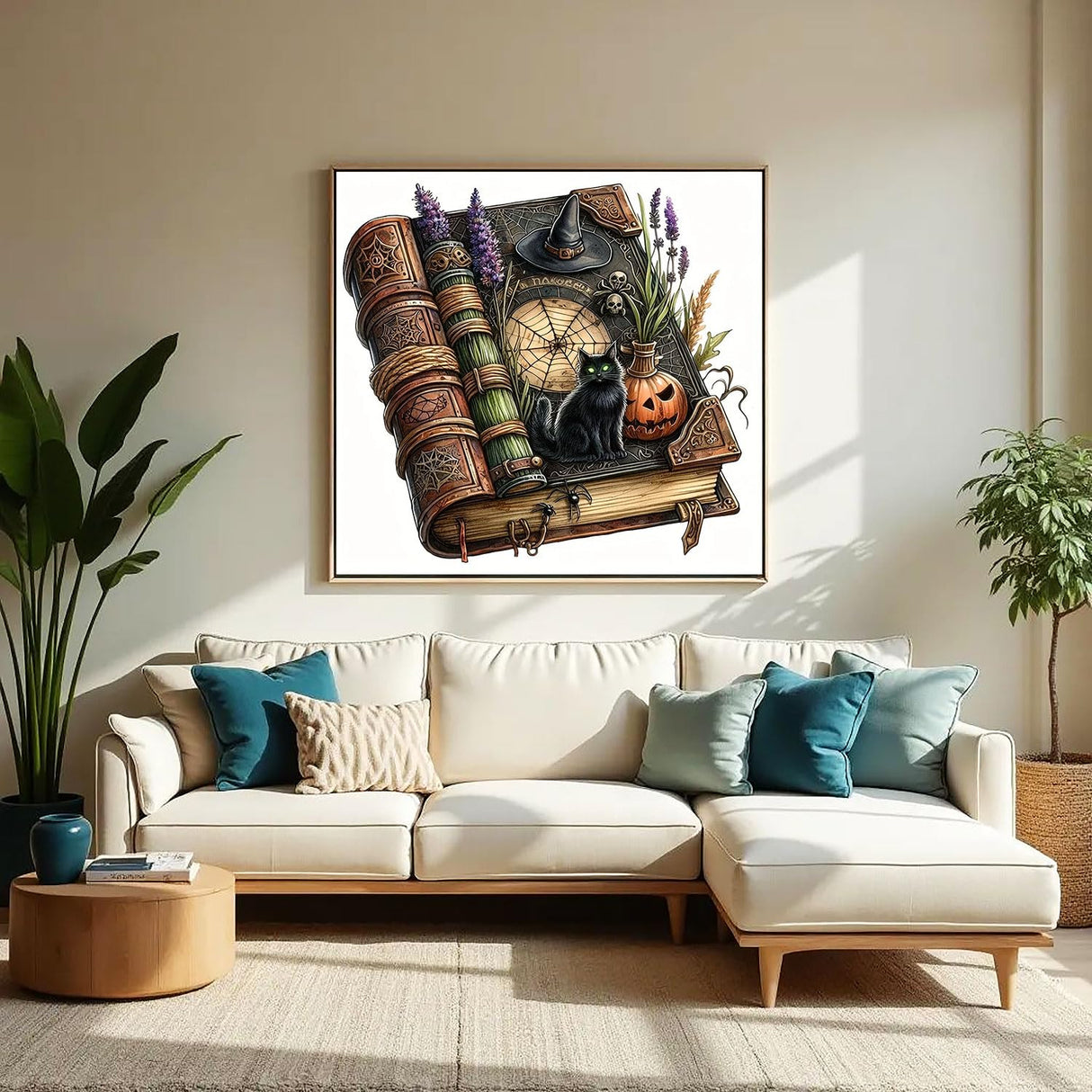 Witch’s Spell Book Diamond Art Kits for Adults-Mystical Halloween 5D Diamond Painting Kits for Beginners Pumpkin,DIY Full Round Drill Gem Art Paint by Diamonds Black Cat,Home Wall Decor 13.7X13.7inch SJDIYSTORE