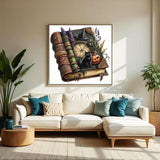 Witch’s Spell Book Diamond Art Kits for Adults-Mystical Halloween 5D Diamond Painting Kits for Beginners Pumpkin,DIY Full Round Drill Gem Art Paint by Diamonds Black Cat,Home Wall Decor 13.7X13.7inch SJDIYSTORE