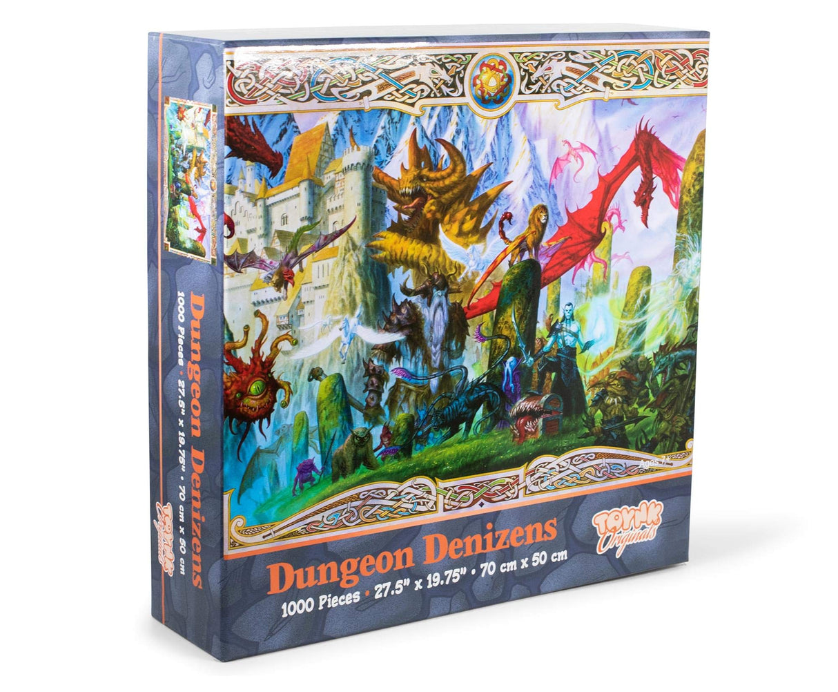 Dungeon Denizens Mythical Monster Puzzle for Adults and Kids | 1000 Piece Jigsaw Puzzle Toy | Fun Quarantine Gifts | Interactive Brain Teaser for Game Night | 28 x 20 Inches Toynk