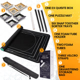 Pohxev Jigsaw Puzzle Mat Roll Up, Portable Saver Pad 43” x 26” Up to 1500 Pieces, Puzzle Matt Rollup with Non-Slip Rubber Bottom & Smooth Top. (6 Puzzle Sorting Trays & 1 Storage Bag) Pohxev