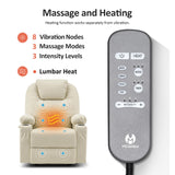 MCombo Large Power Lift Recliner Chair with Massage and Heat for Tall Elderly People, 3 Positions, Cup Holders, and USB Ports, Faux Leather 7516 (Large, Cream White) MCombo