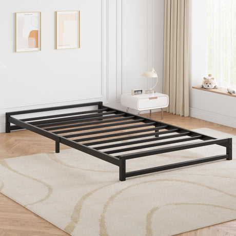 GAOMON 6 Inch Twin Size Metal Platform Bed Frame with Steel Slat Support, Mattress Foundation and No Box Spring Needed, Easy Assembly, Black (Twin) GAOMON