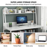 Tribesigns 47-Inch All White Computer Desk with Hutch and Bookshelf for Compact Home Office Spaces Tribesigns