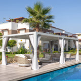 MELLCOM Louvered Pergola 12x20, Aluminum Pergola with Adjustable Louvered Roof, Outdoor Pergola with Waterproof Curtains and Nets, White MELLCOM