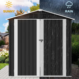 DWVO 6x4ft Metal Outdoor Storage Shed with Window, Lockable Tool Storage Sheds, Steel Garden Sheds with Sloped Roof for Backyard, Patio, Garage, Lawn, Gray + White DWVO