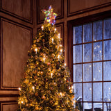 Star Tree Toppers Christmas Decorations Indoor Natural Brown Rattan Star Christmas Tree Topper Lighted Rustic Rattan Star Rustic Rattan Treetop Holiday Xmas Party Decorations (Coloured Light) Mudder