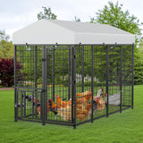 ROOMTEC Large Metal Chicken Coop, Walk-in Poultry Chicken Coops for 15 Chickens (8' x 4' x 5.6') ROOMTEC