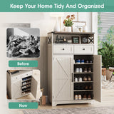 Maupvit 5-Tier Shoe Cabinet with Doors, Farmhouse Storage Cabinet with 2 Drawers & Adjustable Shelves, Shoe Cabinet Storage for Entryway,Wood Shoe Rack Organizer Cabinet for Living Room Foyer Hallway Maupvit