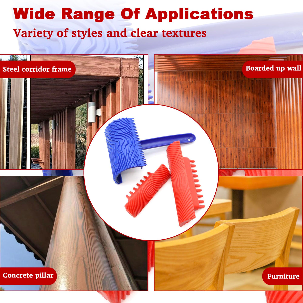 LUTQ 3 Pack Wood Grain Tool -Natural Woodgrain Maker for Decorative Painting Premium Wood Graining Tool Set Enhance Your DIY Projects with Wood Grain Patterns LUTQ