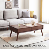 Wayshome 100% Solid Oak Lift Top Coffee Table with Hidden Compartment and Storage Shelf,Living Room Dining Table and Desk (47.24inch) Wayshome