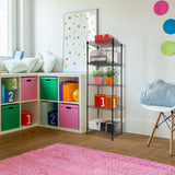 GIOTORENT 5-Wire Shelving Storage Garage Organizer, Adjustable Metal Shelf Wire Shelving Unit Rack for Laundry Bathroom Kitchen Storage, Pantry Closet Shelves, Matt Black GIOTORENT