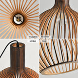 YNDD Wood Pendant Light, E26 Base Hanging Lamp Indoor, Natural Wooden Hand Made Chandelier, Boho Height Adjustable Dining Table Hanging Lamp for Hotel Bar Café Kitchen Island Hallway Entryway YNDD