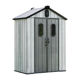 Domi 5x3 FT Outdoor Resin Storage Shed, All-Weather Double-Wall Storage Building for Backyard, Garden, Lawn Tools, Mower, Bike & Pool Equipment, Lockable Doors, Ventilated Roof, Grey domi outdoor living