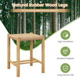 Giantex Wood Stools Set of 2, 18" Tall Boho Backless Stool Chairs with Rubber Wood Legs, Max Load 330 Lbs, Armless Wicker Stools for Kitchen Dining Room Indoor Outdoor Giantex