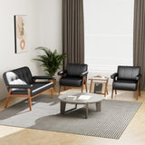 STHOUYN Black Leather Accent Chairs Set of 2, Mid Century Modern Accent Chair, Side Arm Chairs for Living Room, Office Guest Waiting Room Chairs (2, Black) STHOUYN