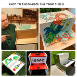 WOOD CITY Wooden Toddler Step Stool for Kids, White Two Step Children's Potty Stool with Handles, Bonus Non-Slip Pads for Safety, Bathroom & Kitchen, Dual Height WOOD CITY