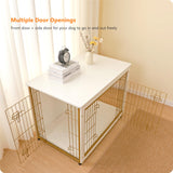 DWANTON Dog Crate Furniture with Cushion, Wooden Kennel Table with Double Doors, Indoor Dog House, Large Size, 38.5" L, White Dwanton