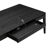 NTC Mingle Modern Wooden Rectangle Coffee Table with Hidden Drawer – Waterproof & Heat Resistant, Burnt Black NTC