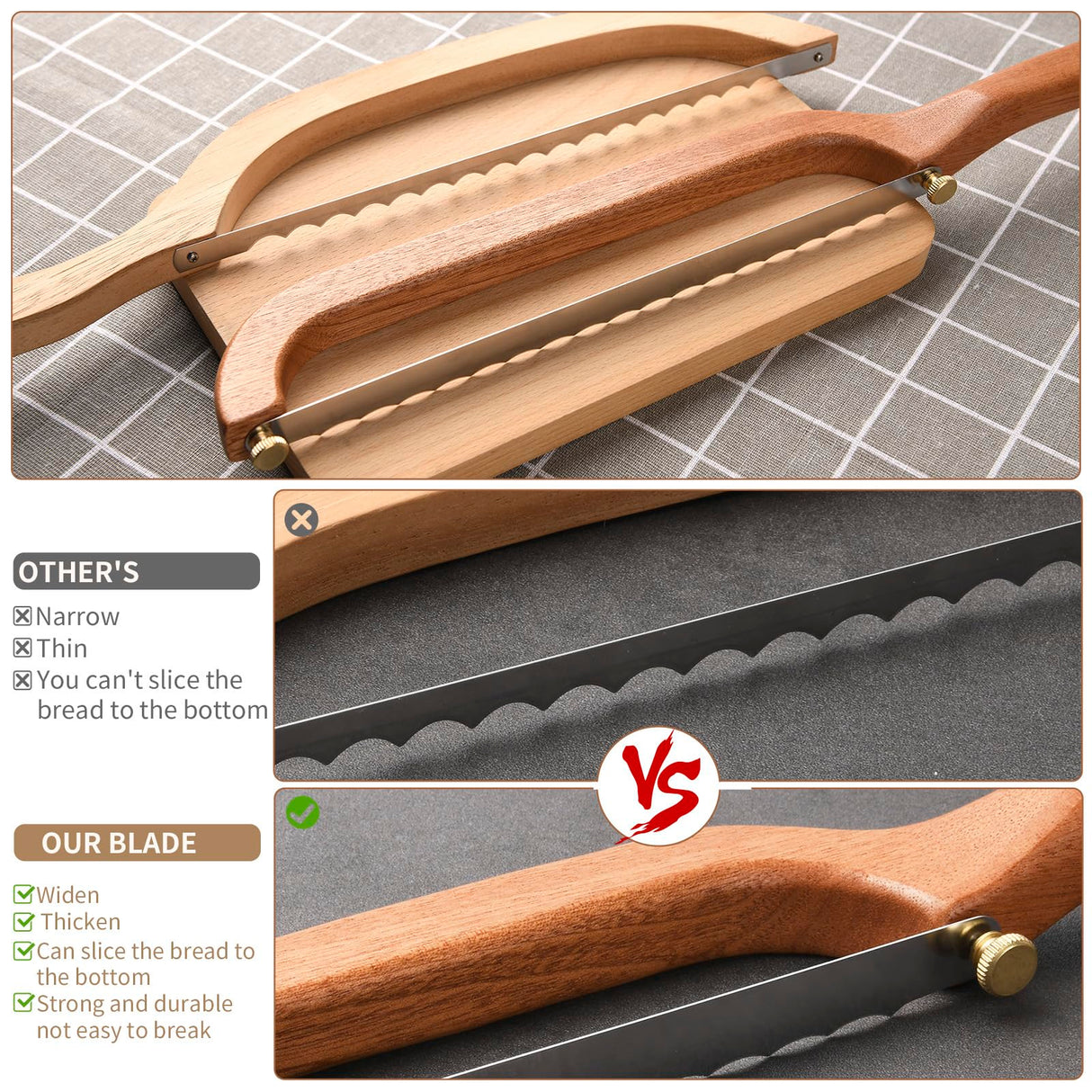 Uprichya Sourdough Bread Knife Slicer for Even Slicing, Bow Bread Knife for Sourdough, Bread Saw for Homemade Bread Sourdough, Wooden Bread Bowl Knofe Sourdough Bread Cutter Uprichya