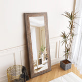 Syndra Modern Design Full Length Mirror, 61"L x 22"W, Wall Mounted, Rectangular, Framed, Wood/wood tone, HD Reflections, Shatterproof, Frosted Edges, Home Decor, Bedroom, Bathroom, Living Room Syndra