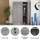 Kooyon Metal Lockers for Employees,71" Metal Storage Cabinet with Lock,1 Door Steel Storage Locker Cabinet for Home,Gym,School, Office,Garage-Assembly Required(Gray) Kooyon