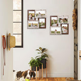 YESKAY 4x6 Collage Picture Frames, Multi Family Photo Frame with Real Glass, Displays Four 4x6 Photo, Wall Decor Wall Hanging or Tabletop, Distressed White+Rustic Brown YESKAY