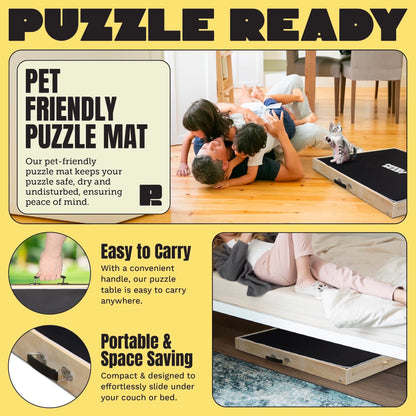 Puzzle Board Tilting with Drawers & Cover Mat - 1000 Pieces Wooden Jigsaw Puzzle Table - 24”x30” Portable Puzzle Board - 3 Tilting Angles & Felt Working Surface - Puzzle Ready - WoodArtSupply