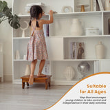 Holana 6.5" Wooden Step Stool for Adults (No Assemble Required)- 500 Lbs One Step Stools for High Bed Riser - Small Stepping Stool for Elderly, Seniors, Kid/Bathroom, Bed, Kitchen (Acacia Wood) HOLANA