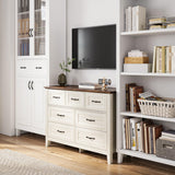 LINSY HOME 7 Drawers Dresser for Bedroom, Wood Bedroom Dresser Farmhouse Drawer Chest, 7 Chest of Drawer, Tall Dresser for Closet, Dressers Organizer for Living Room, Closet, Hallway LINSY HOME