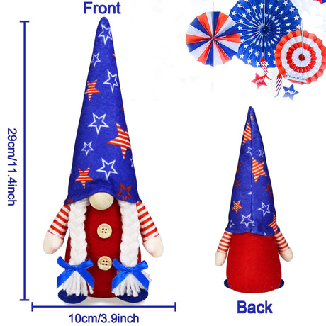 4th of July Patriotic Gnome Decorations, 2 PCS Handmade Mr & Mrs USA Swedish Tomte Gnomes Plush Table Ornaments Gift for Independence Day Memorial Day Presidents Day Veterans Day Armed Forces Day HALOGATE