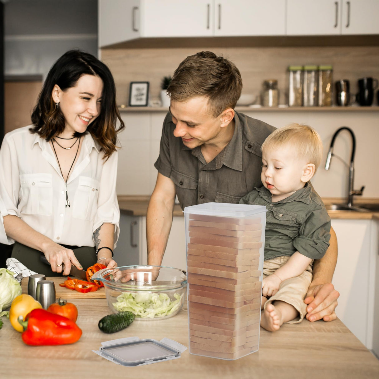 Tiawudi 2 Pack Bread Box, Plastic Bread Container, Bread Storage for Kitchen Counter, Bread Keeper with Airtight Lid, Tall Bread Saver, Sandwich Bread Holder, 5.6 Qt / 5.3L Each Tiawudi