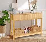 Long Console Table with Storage, Fluted Entryway Table, Slim Sofa Table Behind Couch Entry Table, Narrow Wood Hallway Table, Modern Living Room Couch Table, Black Foyer Entrance Table ZYBT